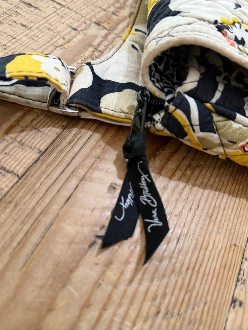 Vera Bradley Quilted Floral Crossbody in Yellow, Black & Cream
